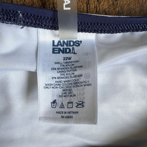 Lands End Womens Navy Blue White Striped Tankini Swim Suit Top Plus Size 22W - Picture 4 of 6